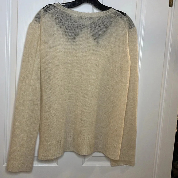 EUC DIOR womens ivory sweater with black lace inset collar size US6 - Picture 5 of 6